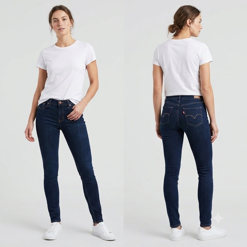 Levis 711 Skinny Jeans Women 31 Dark Indigo Blue Stretch Denim 31x30